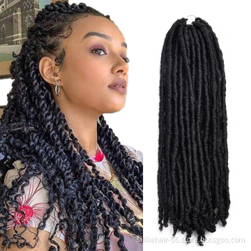 Black 18 inch Soft Bohemian Locs Women Faux Dreadlocks Braids Goddess Faux Locs Synthetic Crochet Braiding Hair Extensions